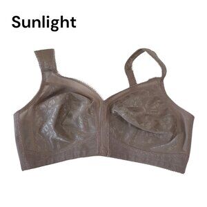 Playtex 18 Hour Women Lightweight Beige Satin Floral Wireless Bra Size 42C -4693